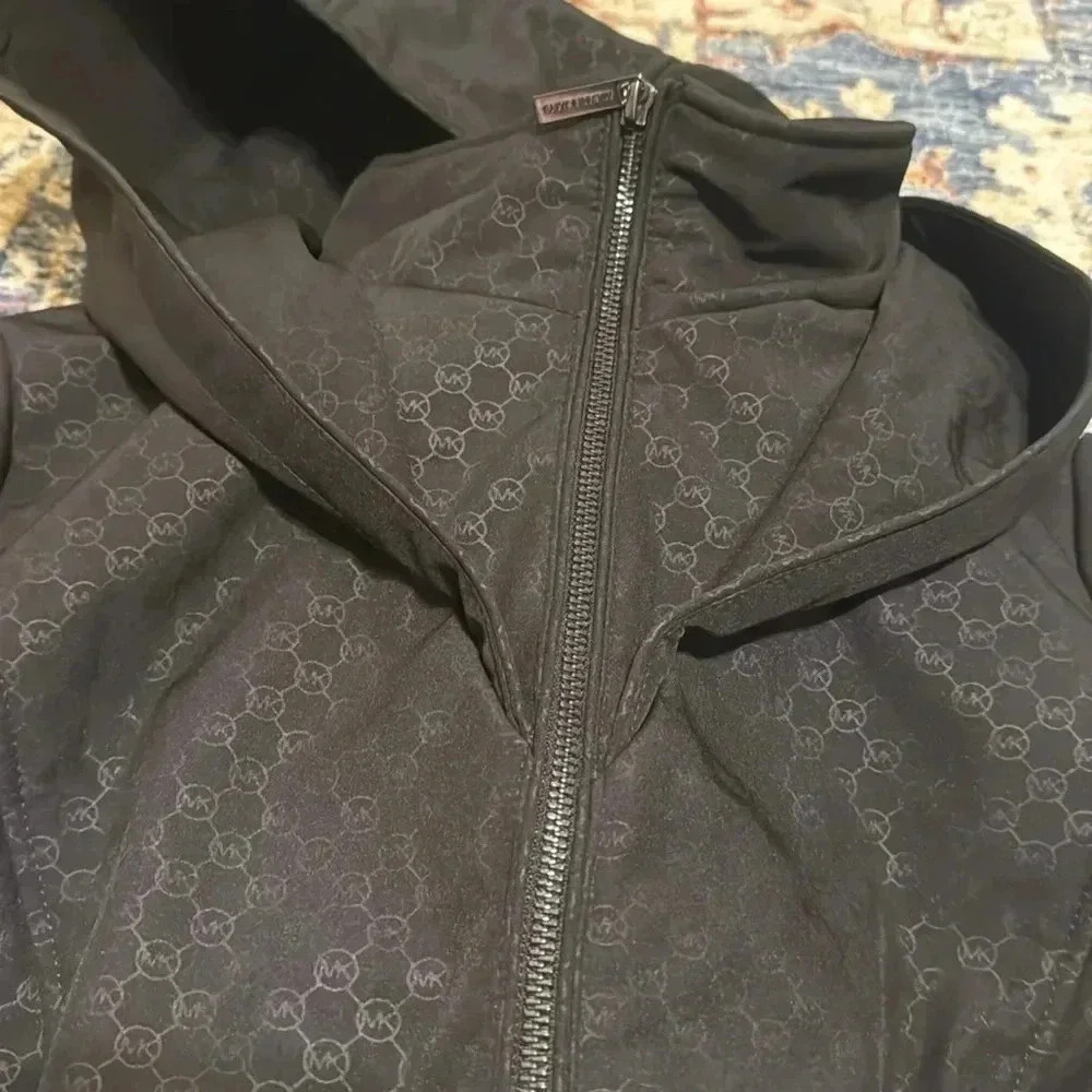 NWT $280 Michael Kors Designer Blk Signature Coat Trench Water Resistant Woven - Picture 14 of 16